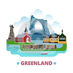 Greenland country design template Flat cartoon sty photo