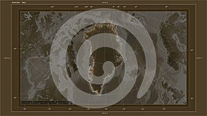 Greenland highlighted - composition. Sepia