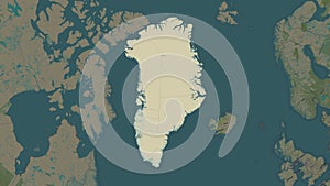 Greenland highlighted. Topo Humanitarian