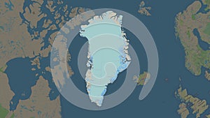 Greenland highlighted. Topo standard