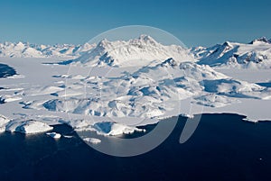 Greenland, ice floe and mountains