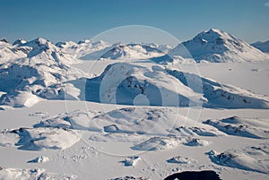 Greenland, ice floe and mountains