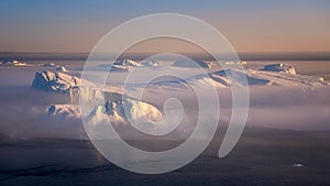 Greenland Ilulissat glacier in fog