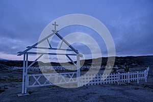 Greenland Ilulissat night cemetery