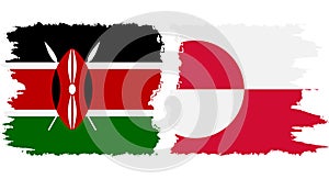 Greenland and Kenya grunge flags connection vector