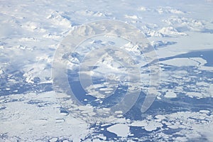 Greenland landscape as seen from airplane