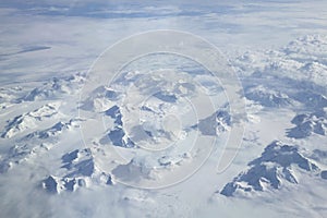 Greenland landscape as seen from airplane