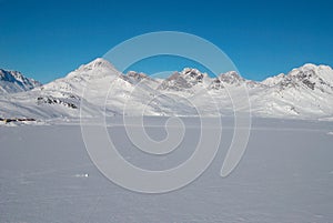 Greenland, mountains and ice floe