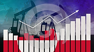 Greenland oil industry concept. Economic crisis, increased prices, fuel default. Oil wells, stock market, exchange economy and