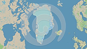 Greenland outlined. Topo German