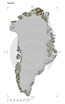Greenland shape on white. High-res satellite
