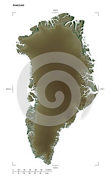 Greenland shape on white. Pale