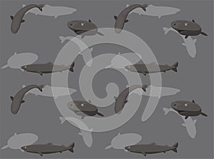 Greenland Shark Cartoon Poses Seamless Wallpaper Background
