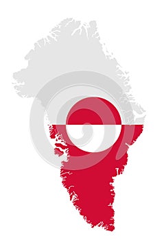 Greenland vector map silhouette with flag over map