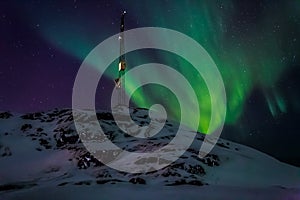 Greenlanic Northern lights, nearby Nuuk city