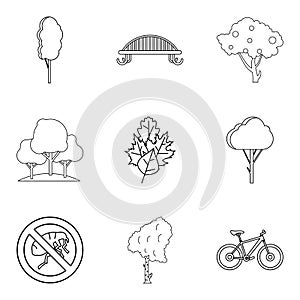 Greenness icons set, outline style