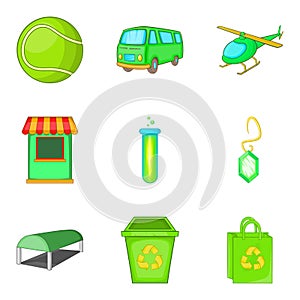 Greenpeace icons set, cartoon style