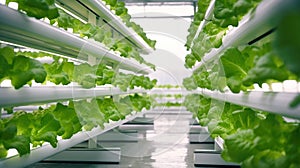 Greens grow in hydroponics, modern technology. salad