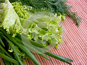 Greens on the table.