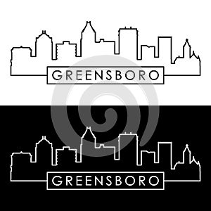 Greensboro skyline. Linear style. Logo design. photo