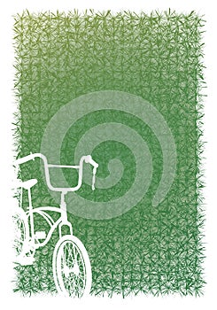 Greensward and white bicycle.