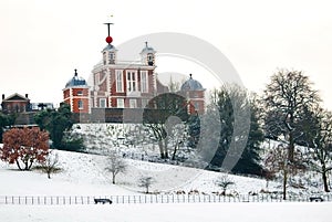 Greenwich observatory in a cold winter day