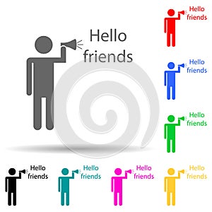 greet friends multi color style icon. Simple glyph, flat vector of conversation and friendship icons for ui and ux, website or
