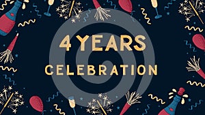 Greeting banner with text 4 Years celebration