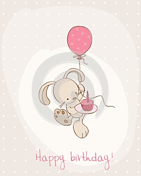 Greeting Birthday Card with Cute Bunny