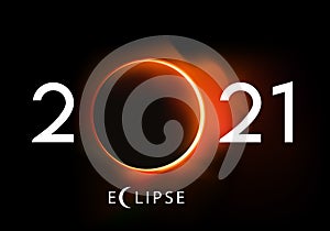 Greeting card 2021 with a background showing an eclipse of the sun.