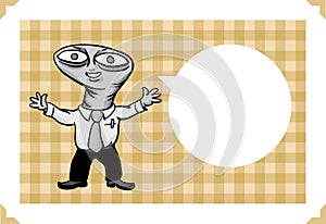 Greeting card with alien businessman