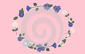 Greeting card background illustration with flower frame