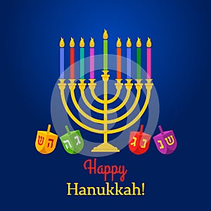 Greeting card or banner for the festival of Hanukkah. photo