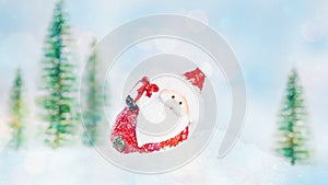 Christmas, winter, new year conceptGreeting card, banner, poster.Santa lies in the snow on the background of Christmas