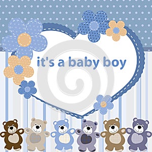 Greeting card with the birth of a baby boy