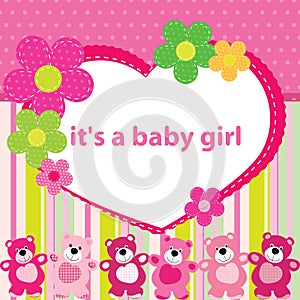 Greeting card with the birth of a baby girl