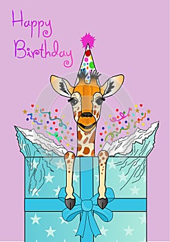 Biglietto d'auguri un bambino giraffa lasciare fuori da 