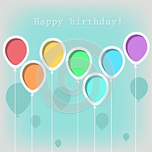 Greeting card with birthday balloons, vector