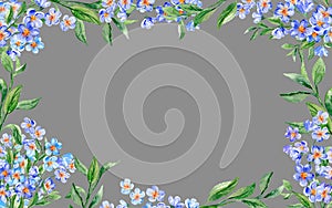 Greeting card with blue Forget-me-not flowers