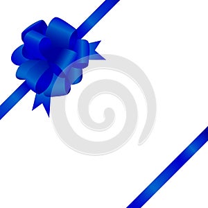 Greeting card with blue satin bow