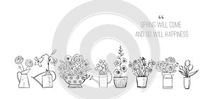 Greeting card with bouquetes of garden flowers and place for your text on white background. photo