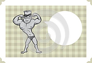 Greeting card with cartoon bodybuilder - personalize your card w