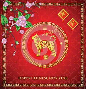 Greeting card for Chinese New Year of the Dog