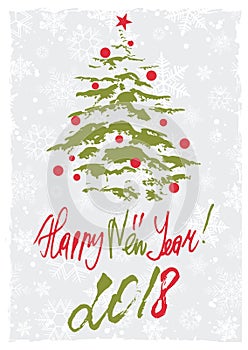 Greeting card with Christmas tree