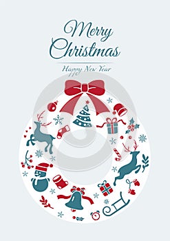Greeting card with a Christmas wreath