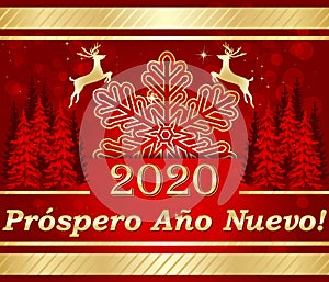 Greeting card with classic design - Happy New Year 2019 written in Spanish