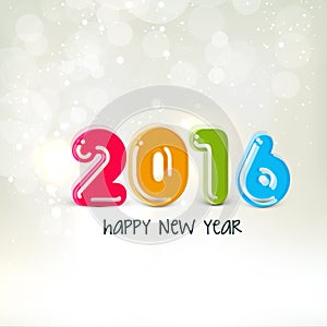 Greeting card with colorful text for New Year.