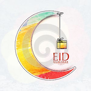 Greeting Card with Colourful Moon for Eid.