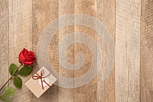 Greeting card concept of giving present and Valentine`s, anniversary, mother`s day and birthday surprise