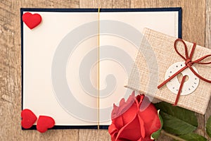 Greeting card concept of giving present and Valentine`s, anniversary, mother`s day and birthday surprise